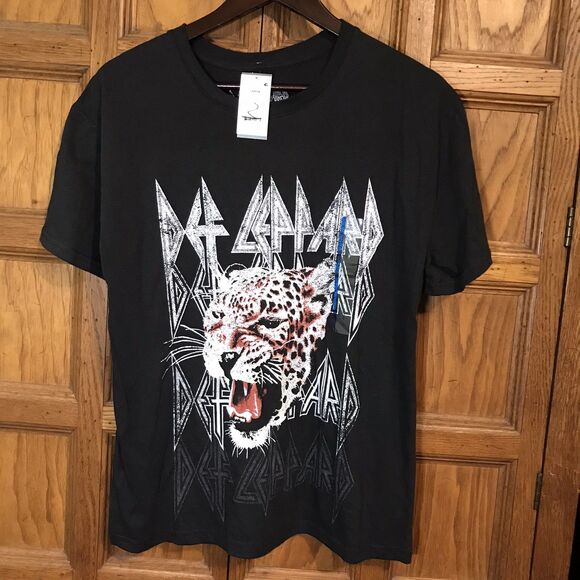 Def Leppard Concert T-Shirt Band Tee Adult L Black Cotton Short Sleeve Crew Neck - Picture 1 of 8